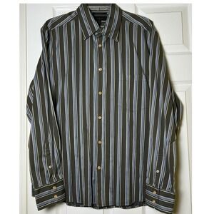 Country Road Italian Fabric Stripe Shirt‎ Men's XL Slim Fit Brown Purple White